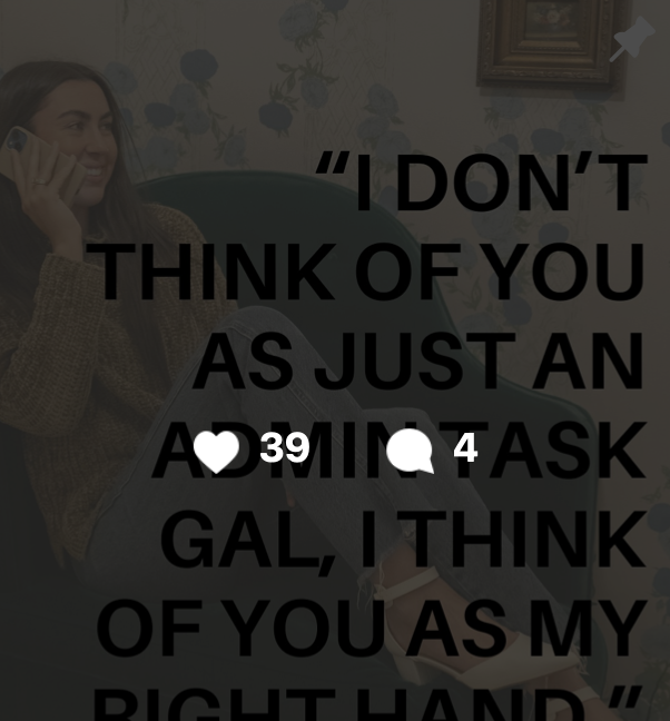 A woman sitting on a couch, talking on the phone, with a quote overlayed stating, 'I don't think of you as just a teammate, I think of you as my right hand.'