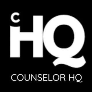 Logo for Counselor HQ featuring large white 'iHQ' letters and smaller text reading 'Counselor HQ' on a black background.