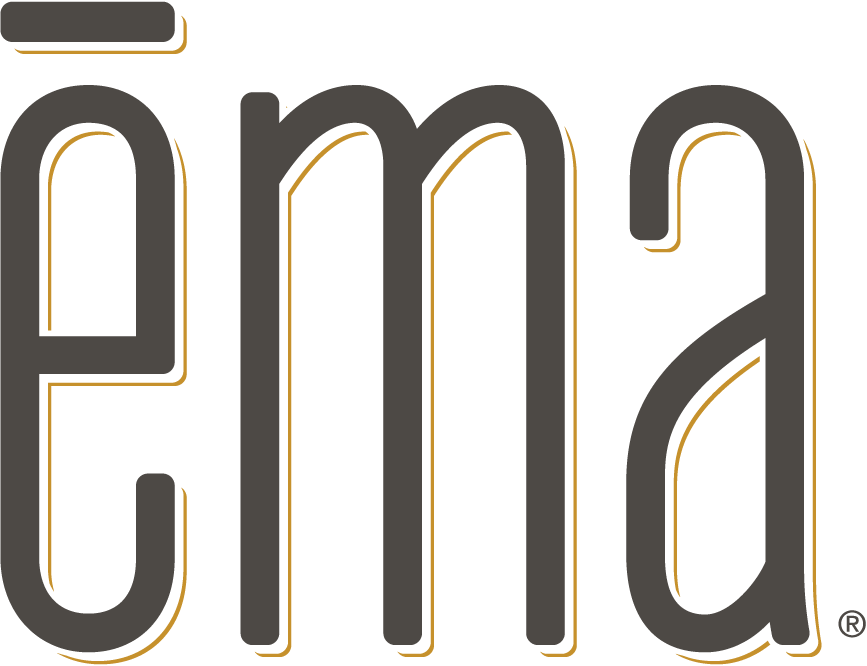 Close-up of the EMA logo with black and gold text.
