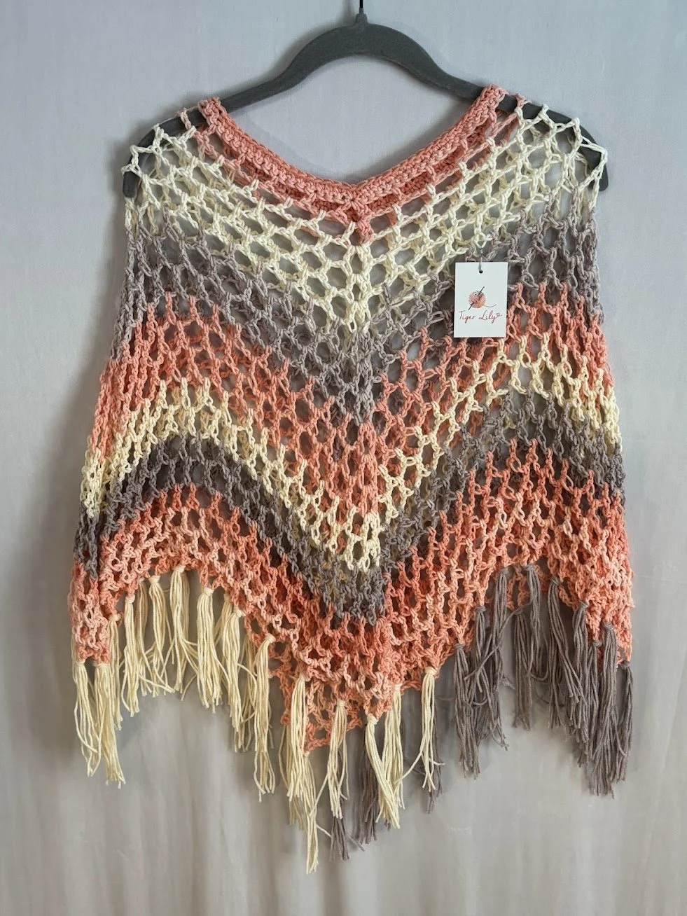 Lightweight Poncho - Coral Mix