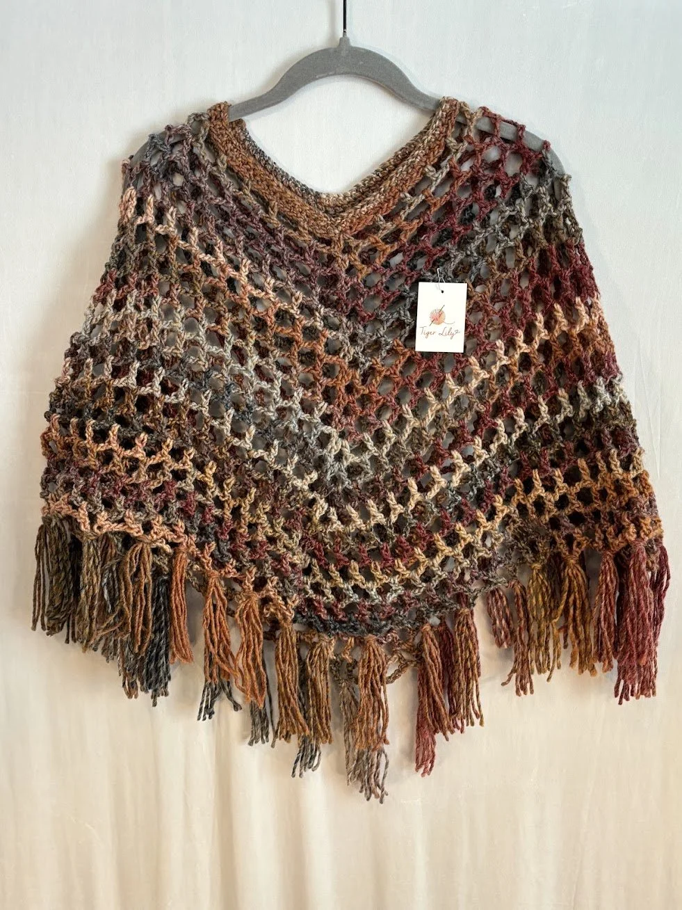 Lightweight Poncho - Tan & Beige Mix