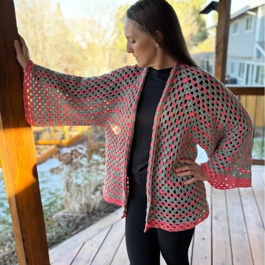 Lightweight Cardigan - Pink & Gray