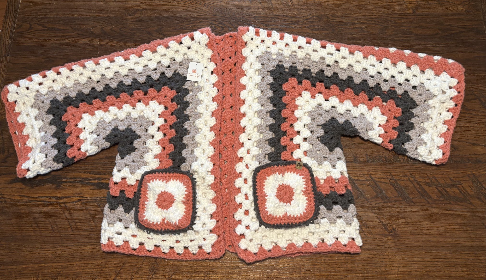 Weighted Cardigan w/ Pockets - Red, White & Gray