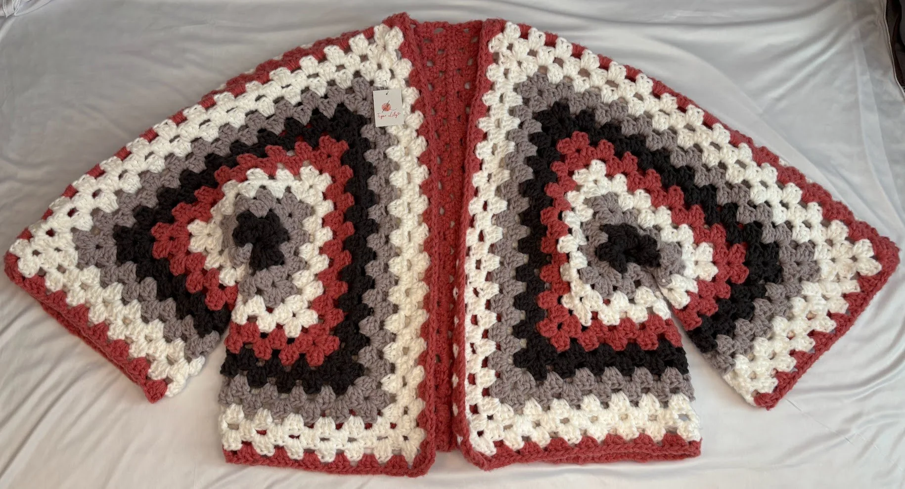 Weighted Cardigan - Red, White & Gray