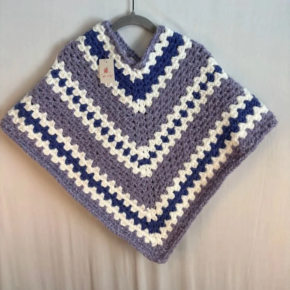 Child's Weighted Poncho - Purple & White