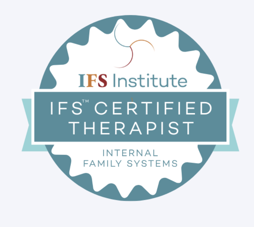 This is a circle with teh words IFS Institute IFS Certified Therapist across the middle.