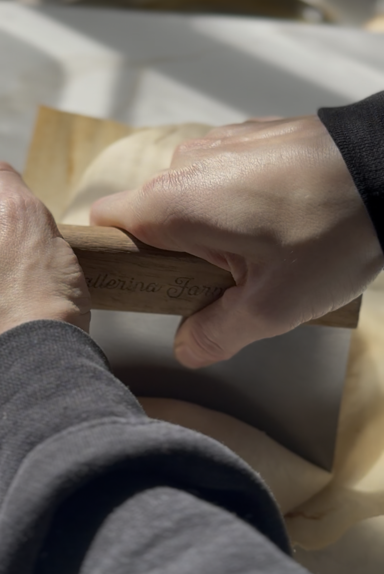 Sourdough Easter Bunny Sourdough Mama Cutting Dough for Bunny Tail.PNG