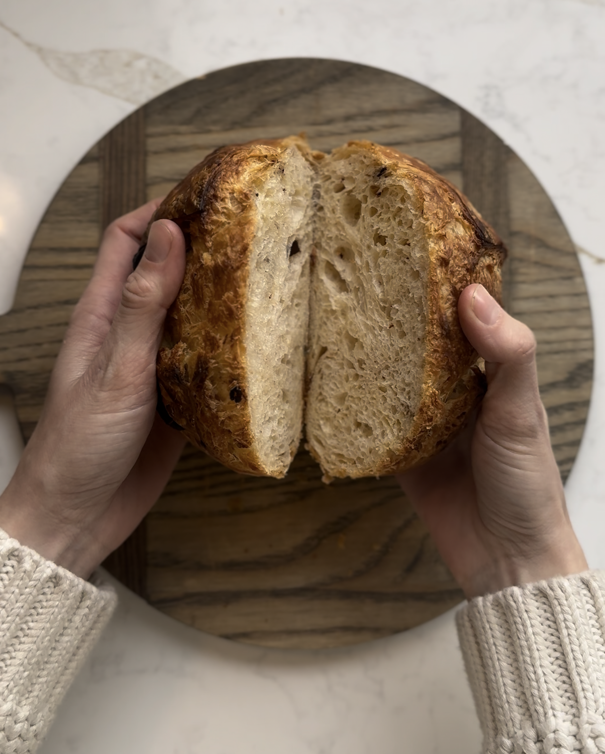 Sourdough Mama Mini Chocolate Croissant Loaves Slicing Open Showing Crumb
