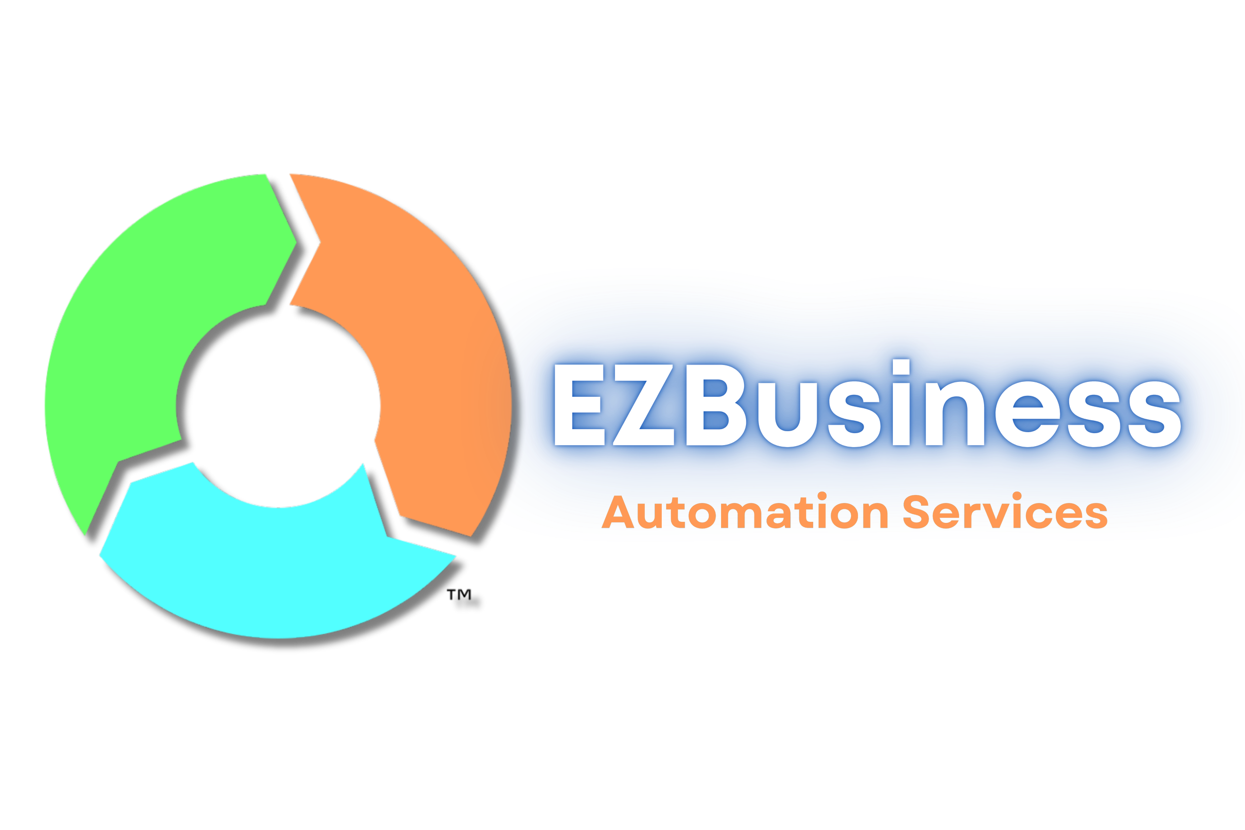 EZBusiness logo with a multicolored circular diagram and the text 'EZBusiness Automation Services' in a blue and orange box.