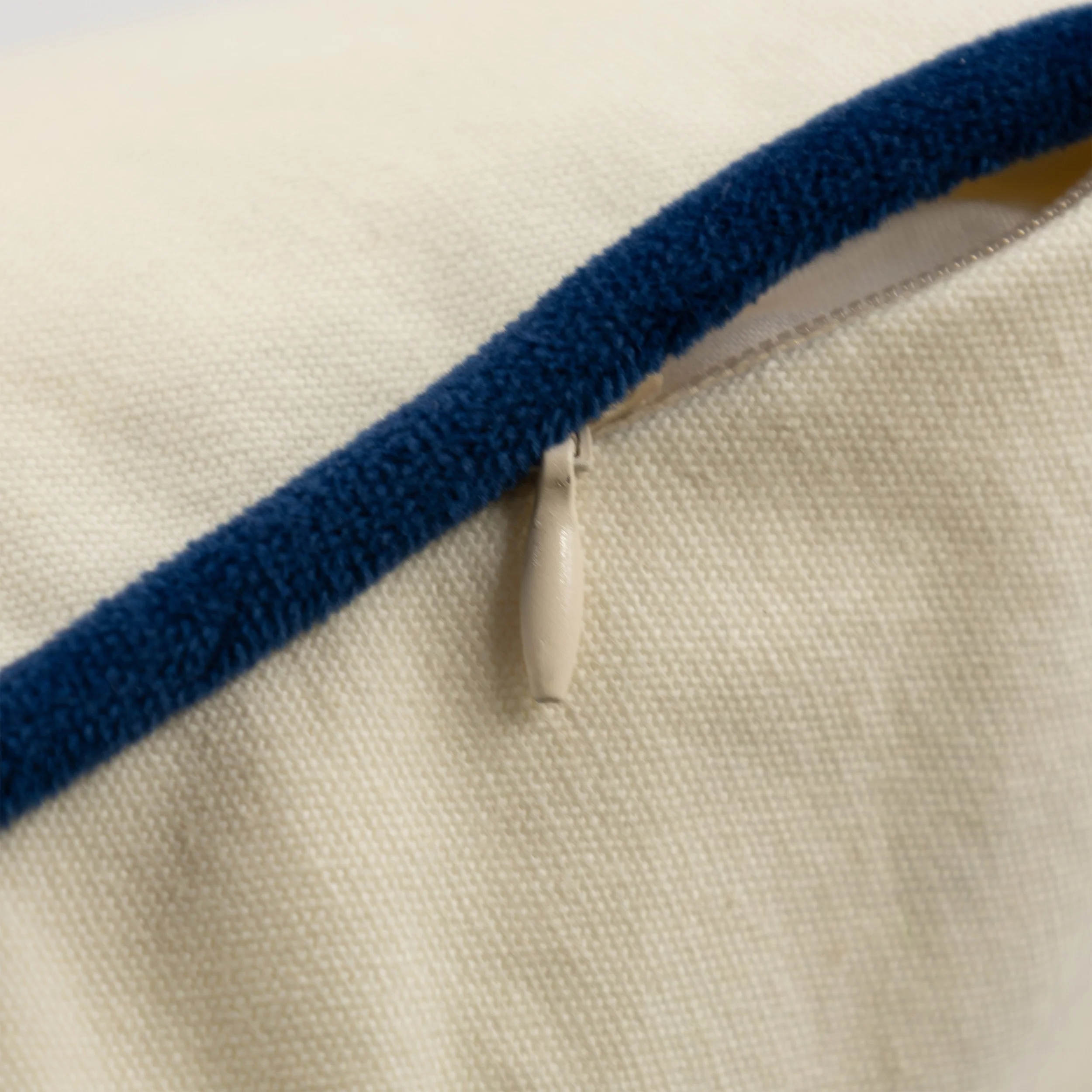 Hidden zipper closure on cotton winter forest embroidered throw pillow