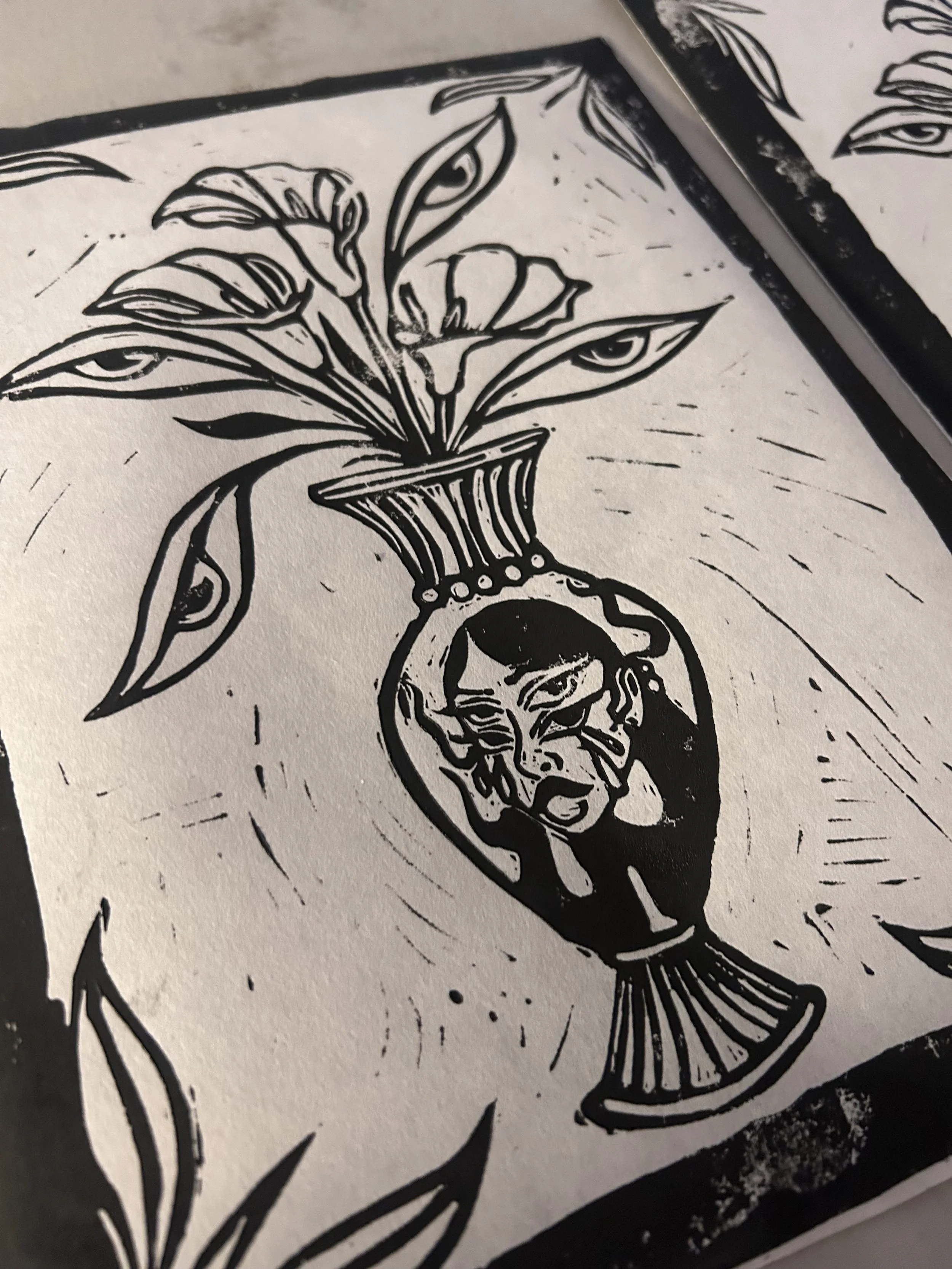 Handmade Linocut  Plant Print