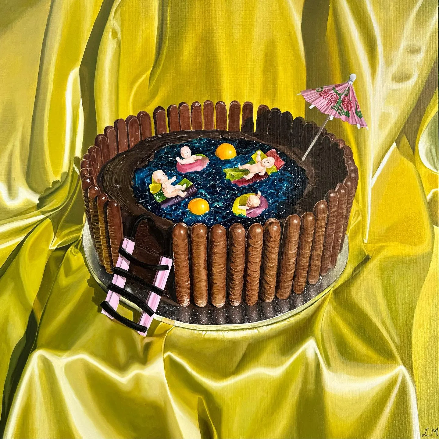 &ldquo;POOL CAKE&rdquo;
Oil on canvas 
60.9 x 60.9cm 

She&rsquo;s done!! So happy with how this one turned out ❤️