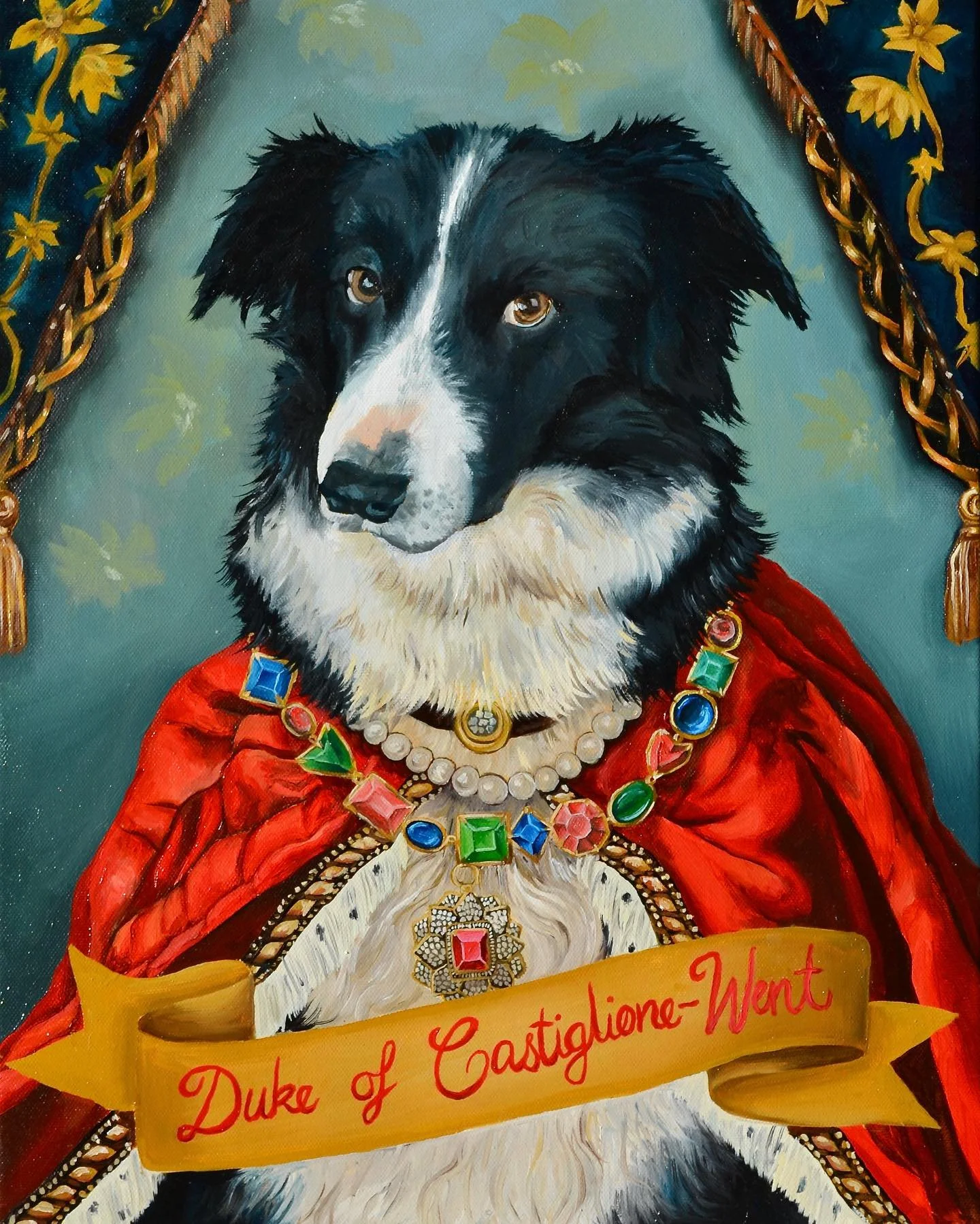 The Duke of Castiglione-Went 👑

I&rsquo;ve been WAITING to paint a royal pet portrait! And how fitting for Duke to be my first subject? @tesscastiglione  @the_eugenius 

My commissions are open! DM me for more info 💌

Oil on canvas 
40 x 50cm