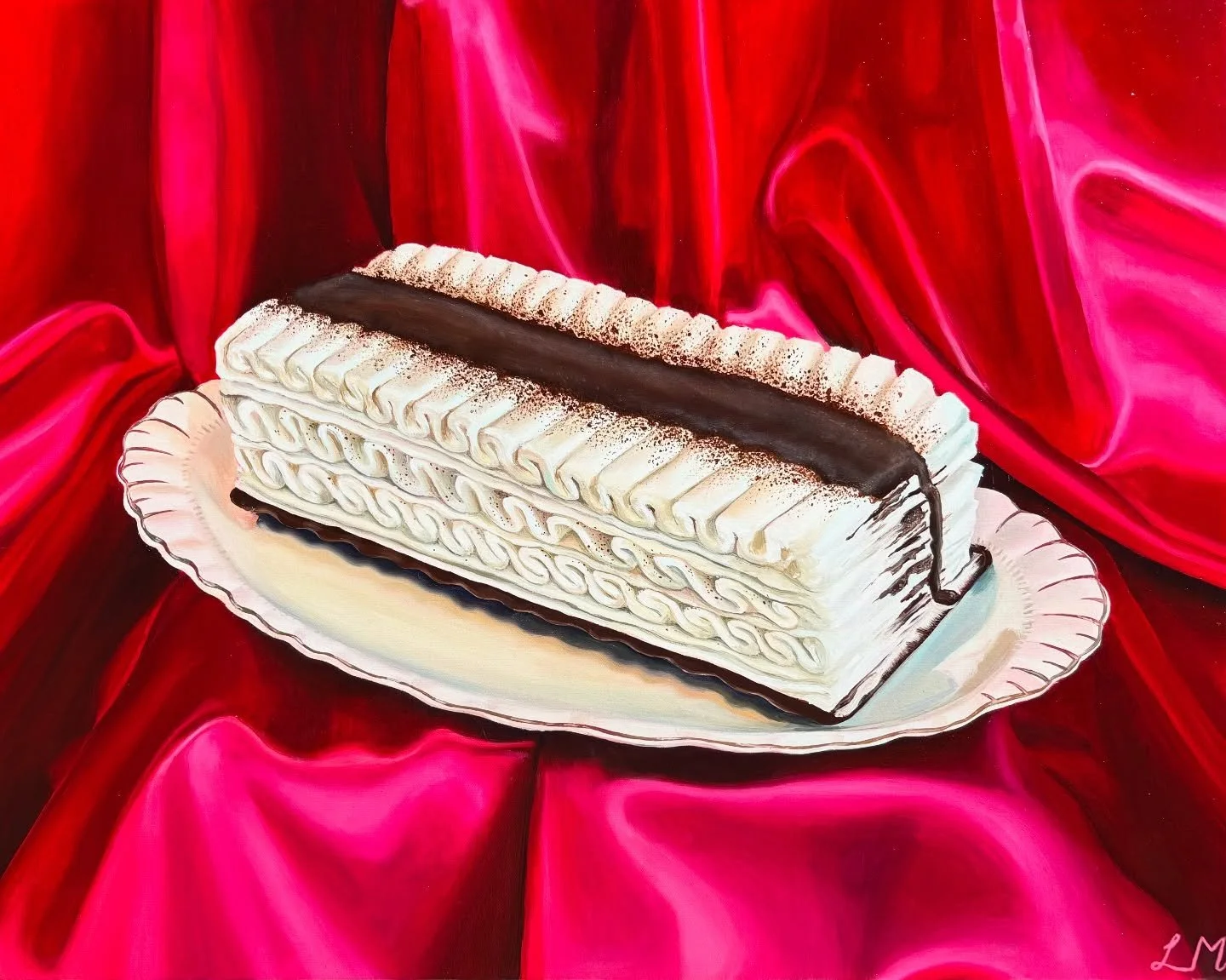 Viennetta ❤️
Oil on canvas
40.6 x 50.8cm

Obsessed with her. The retro queen of desserts 👑

This is the second piece of my Supermarket Cakes series! I&rsquo;m loving the nostalgia with these classic cakes. Starting the third and final piece today - 