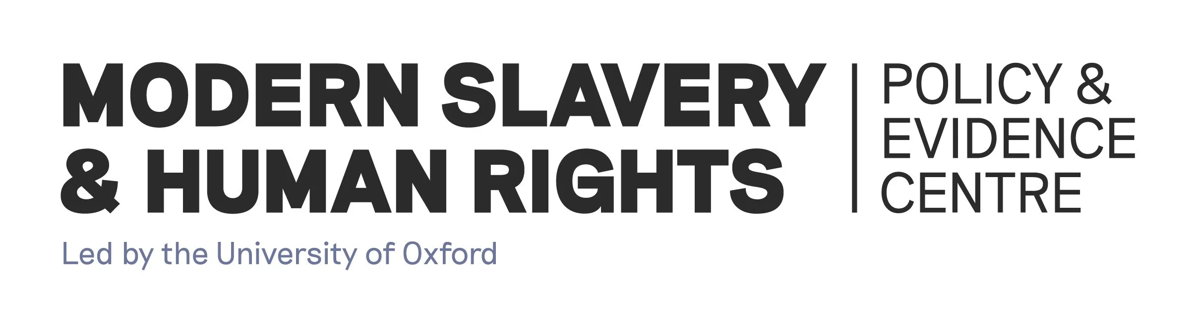 Modern Slavery Policy & Evidence Centre logo with text 'Led by the University of Oxford'