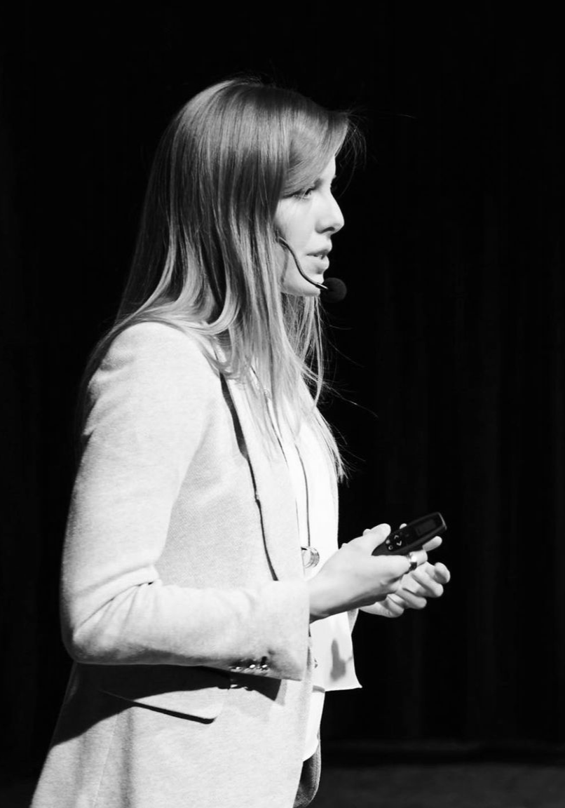 Laura E. Fischer giving a TED talk