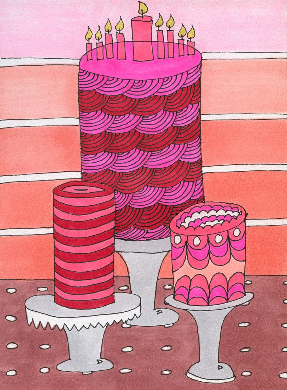 Three Cake Friends at a Sunset Theme Party