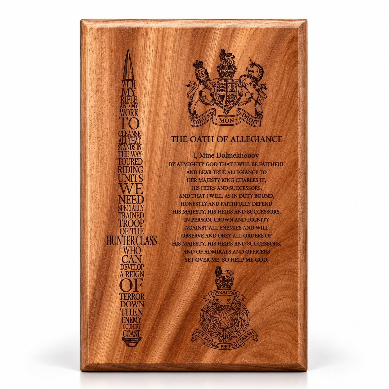 Royal Marines Oath of Allegiance Large Wall Plaque