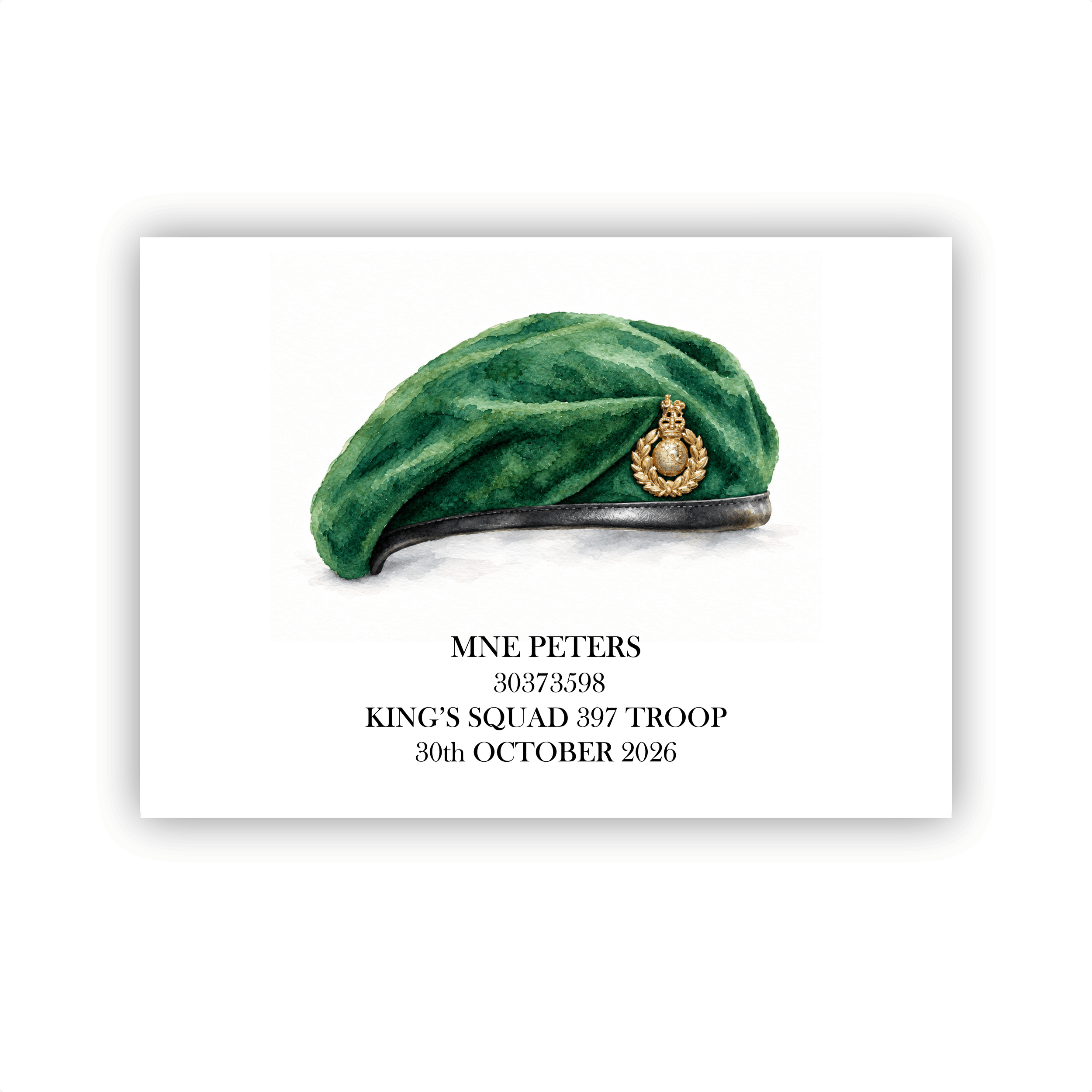Royal Marines Kings Squad Watercolour Cap Print Frame Digital Download.png