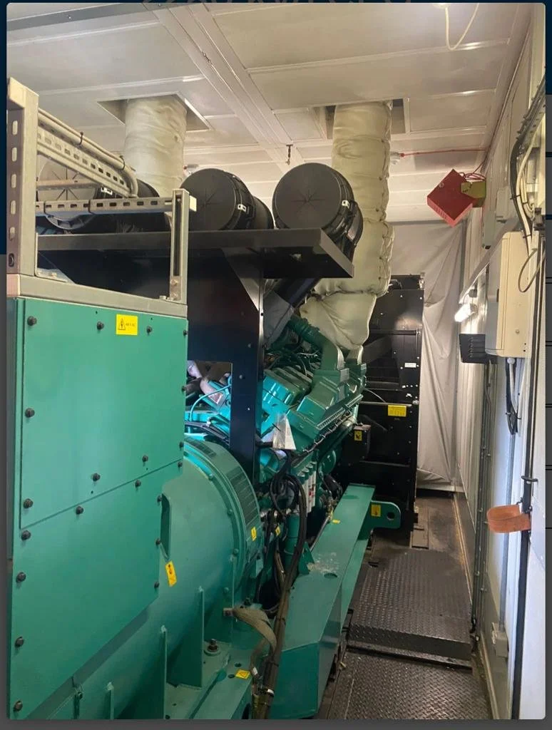 Large industrial generator inside a facility