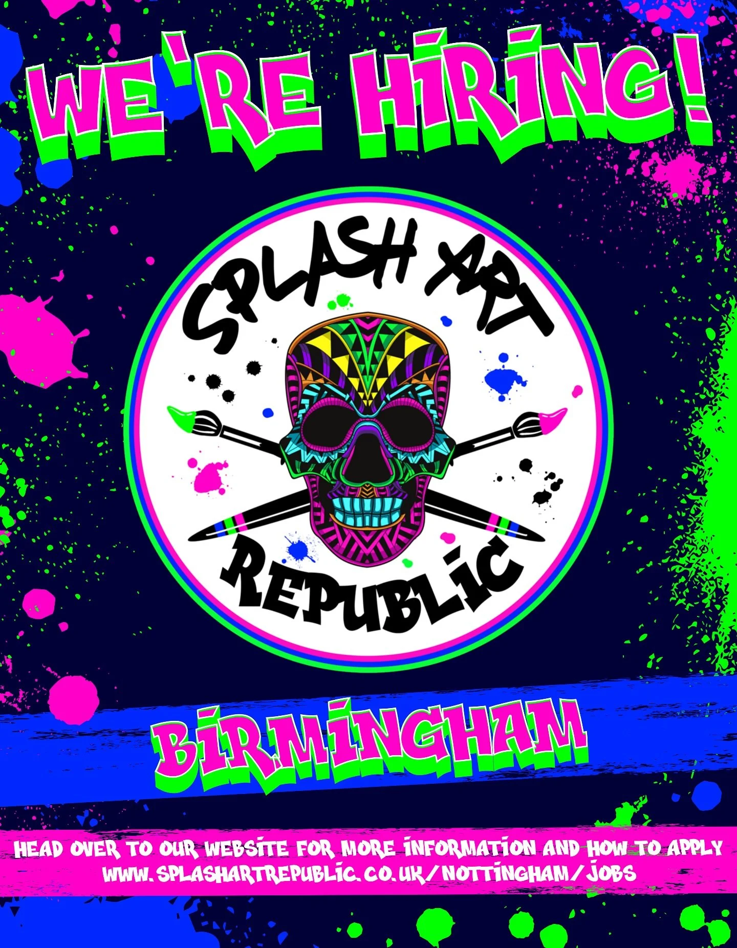 We are currently hiring our creative team at Splash Art Republic Birmingham 🎨🧑🏼&zwj;🎨 

If you believe you would be a great fit for this exciting opportunity, please head over to our website to learn more about the roles, responsibilities, and ho