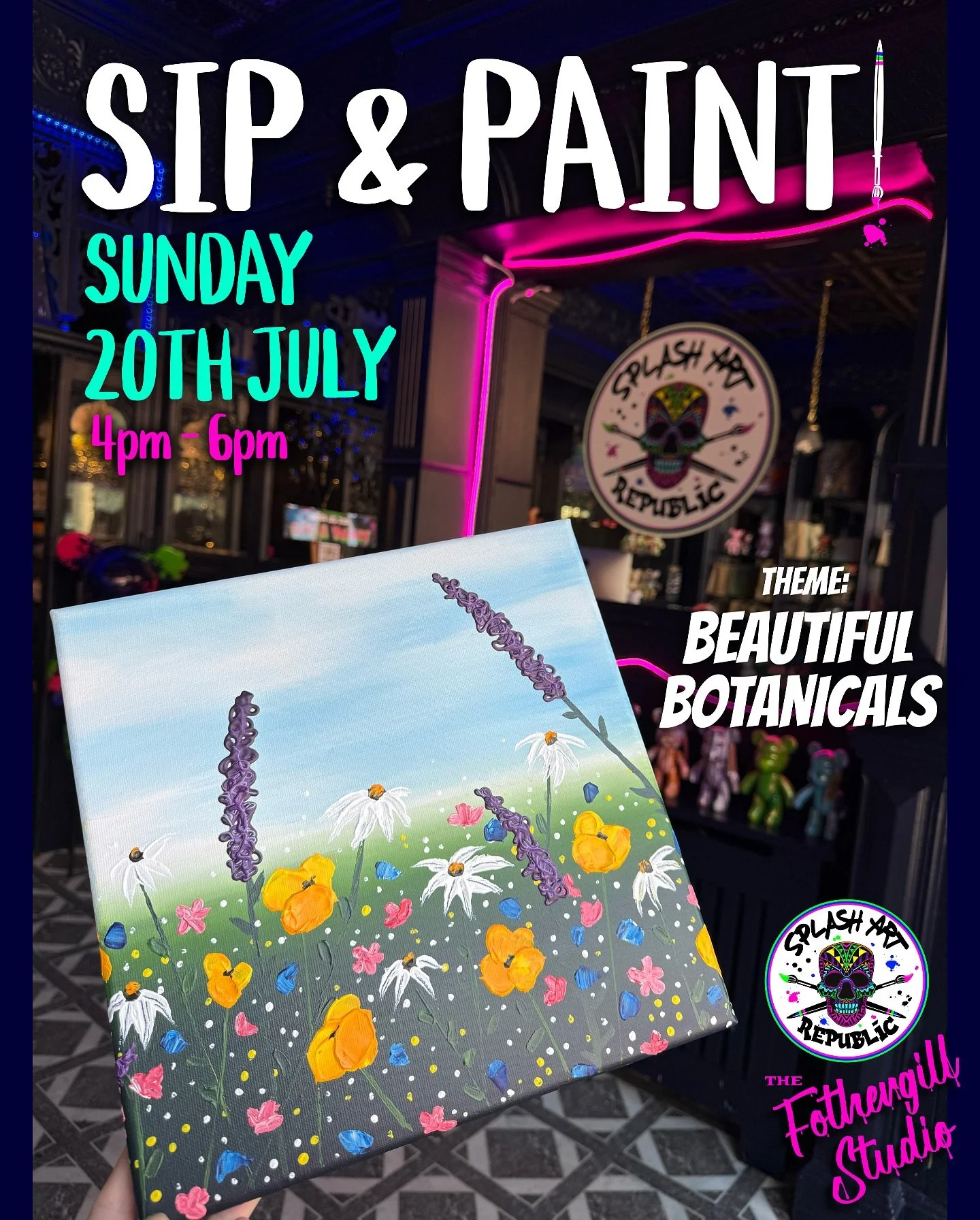 OUR NEXT SIP &amp; PAINT! 🥂🎨 

Our next Sip &amp; Paint will be Sunday 20th July 4pm - 6pm creating BEAUTIFUL BOTANICALS! 🧑🏼&zwj;🎨🌸🪻

📆 Sunday 20th July
🕒 4pm - 6pm
📍59 Mansfield Road, Nottingham, NG1 3FH

#makeyourmasterpiece #splashartrep