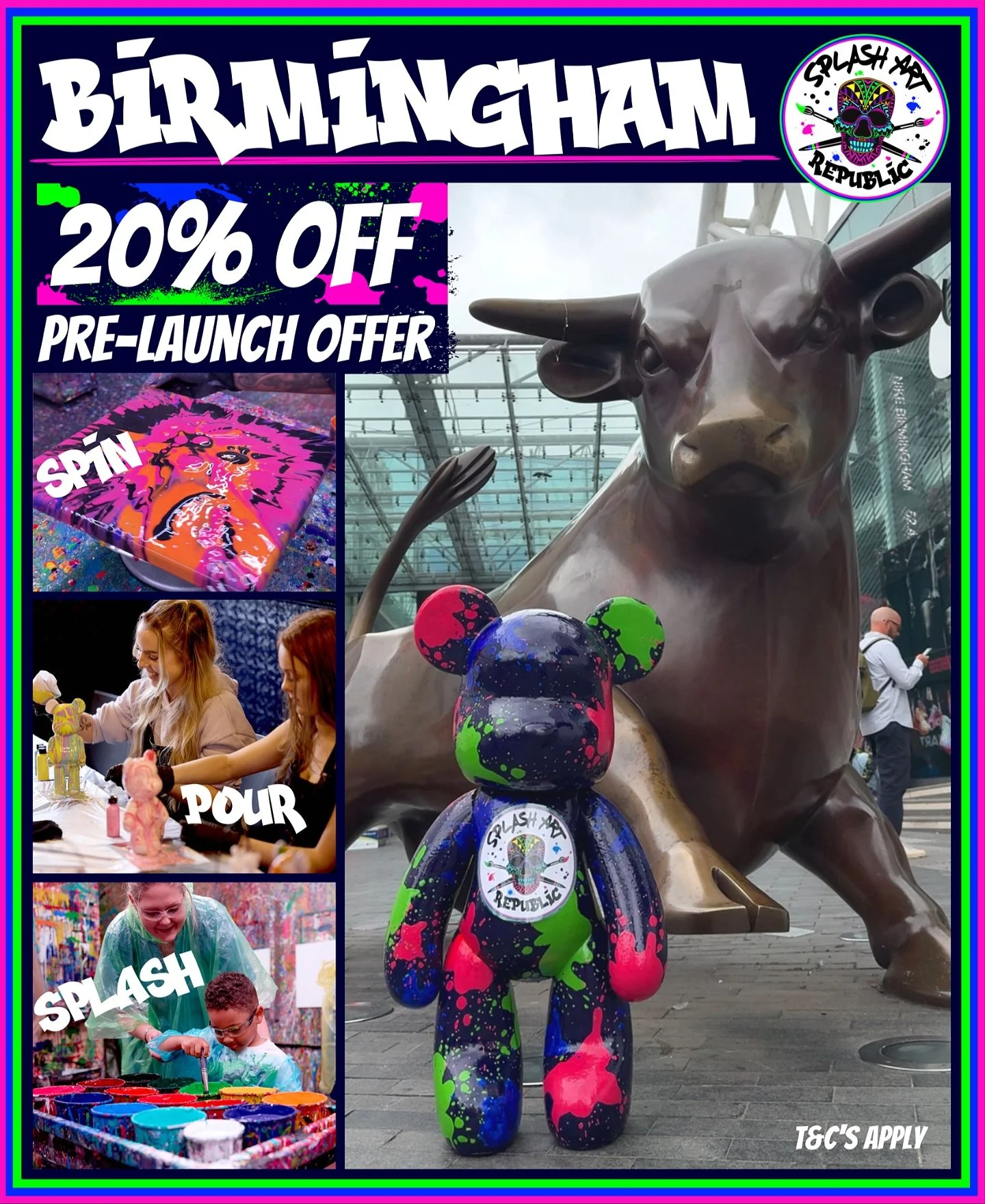 🫟SPLASH ART REPUBLIC BIRMINGHAM OPENING SEPTEMBER!🎨

📣 20% OFF PRE-LAUNCH OFFER 📣

Limited Pre-Launch Vouchers are available for our new Birmingham site opening this September! Purchase now and use code LAUNCH-PROMO to get 20% off!* 🤩

Available