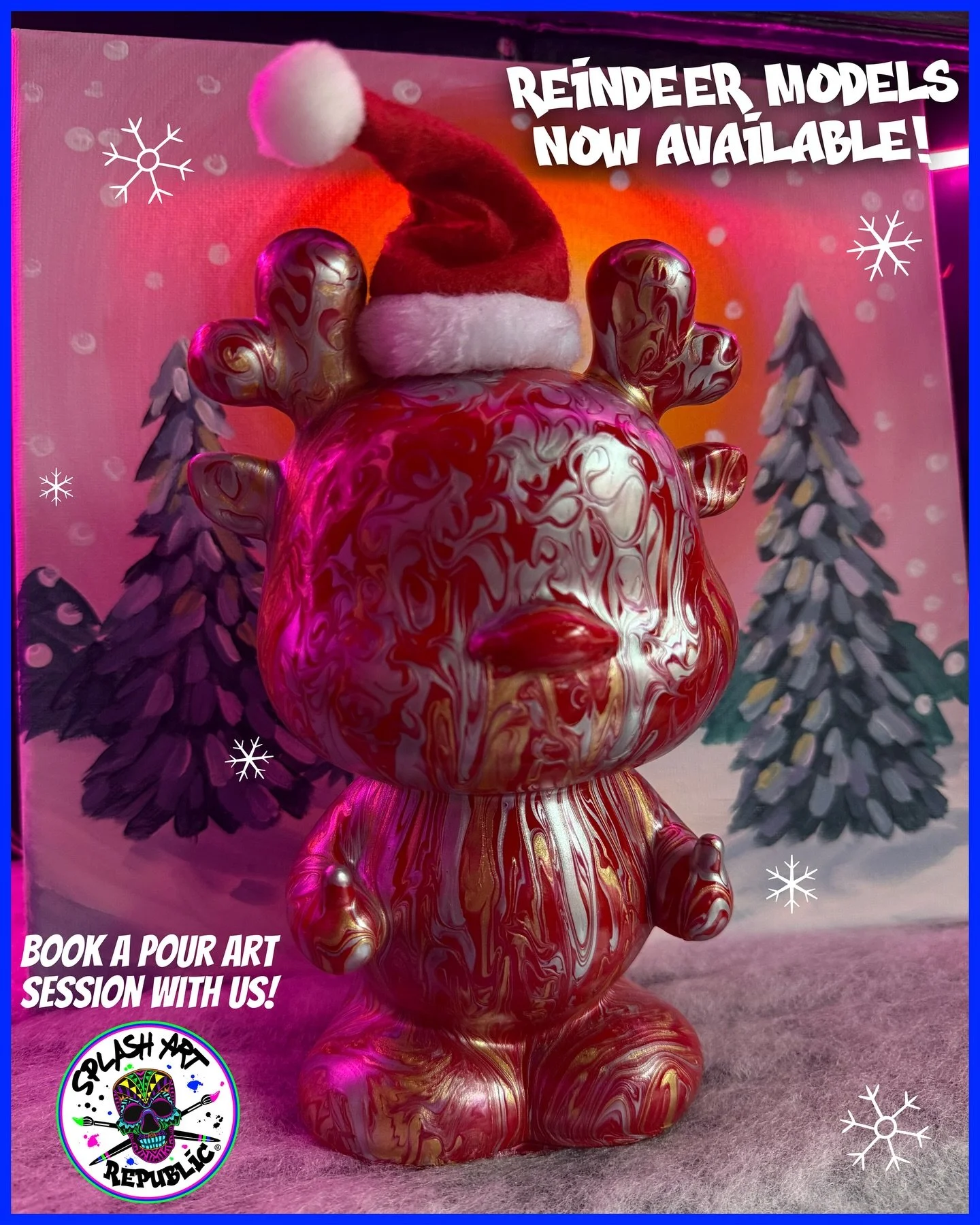 Our Reindeer Models are BACK! 🦌🎄

Join us for Pour Art this festive season at Splash Art Republic 🎨🫟🖌️

No need to book a specific session, you can upgrade your standard bear model to a Reindeer in any Pour Art session!*

*based on availability 
