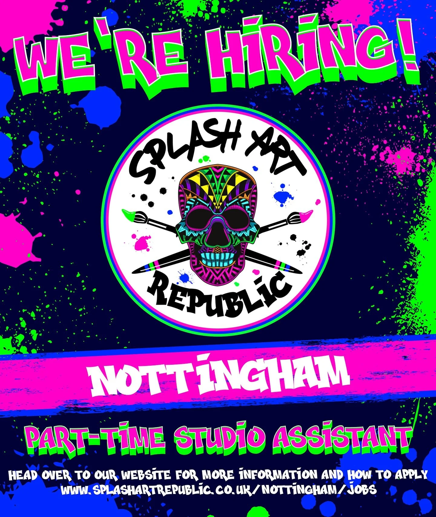 We are currently hiring a Splash Art Studio Assistant at Splash Art Republic Nottingham 🎨🧑🏼&zwj;🎨 

If you believe you would be a great fit for this exciting opportunity, please head over to our website to learn more about the role, responsibilit