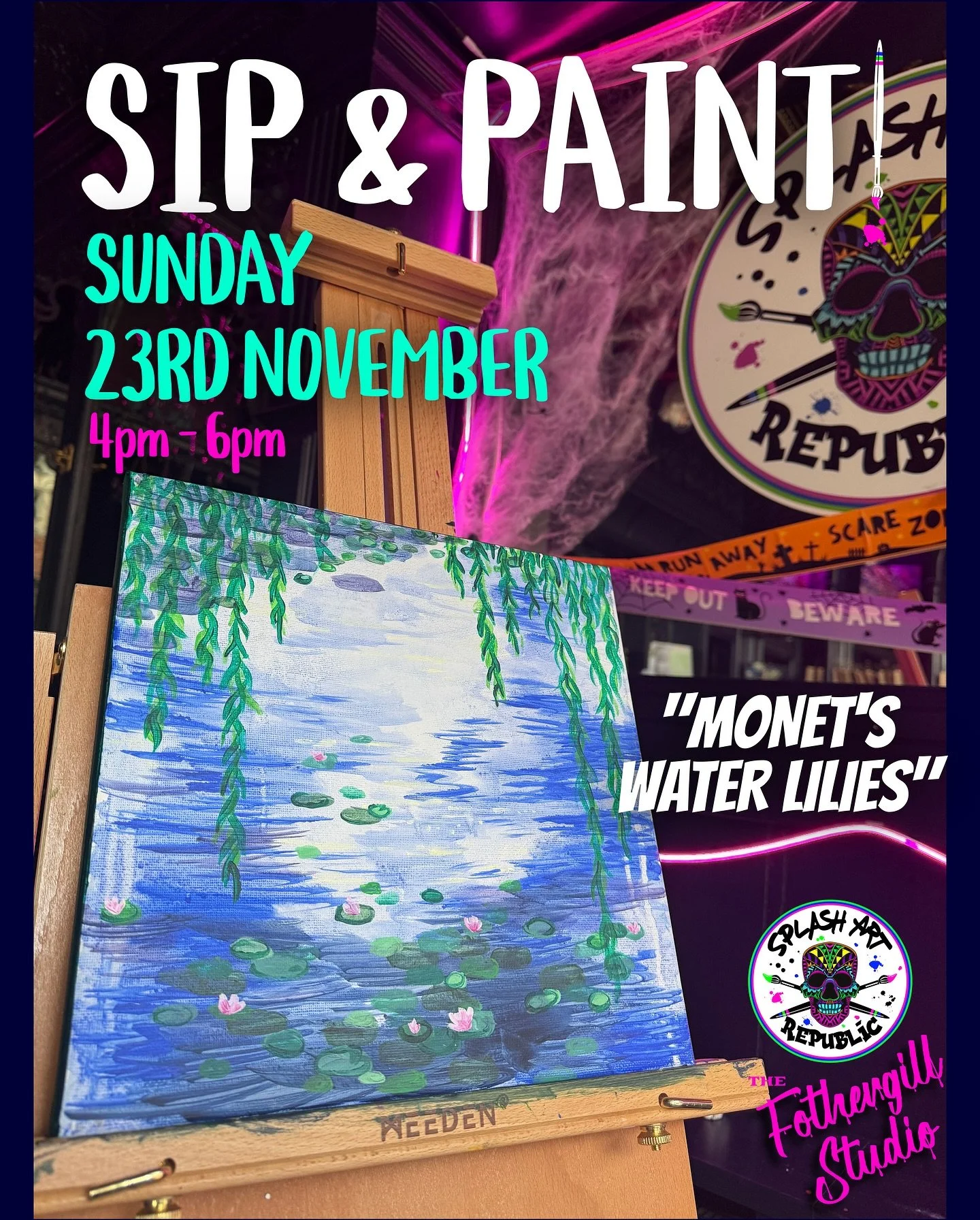 Only a few spaces remain! 🤩

📍NOTTINGHAM SIP &amp; PAINT🥂🎨 

Come and make an impression with us painting Monet&rsquo;s Water Lilies 🪷

📆 Sunday 23rd November
🕒 4pm - 6pm
📍59 Mansfield Road, Nottingham, NG1 3FH 

#makeyourmasterpiece #splasha