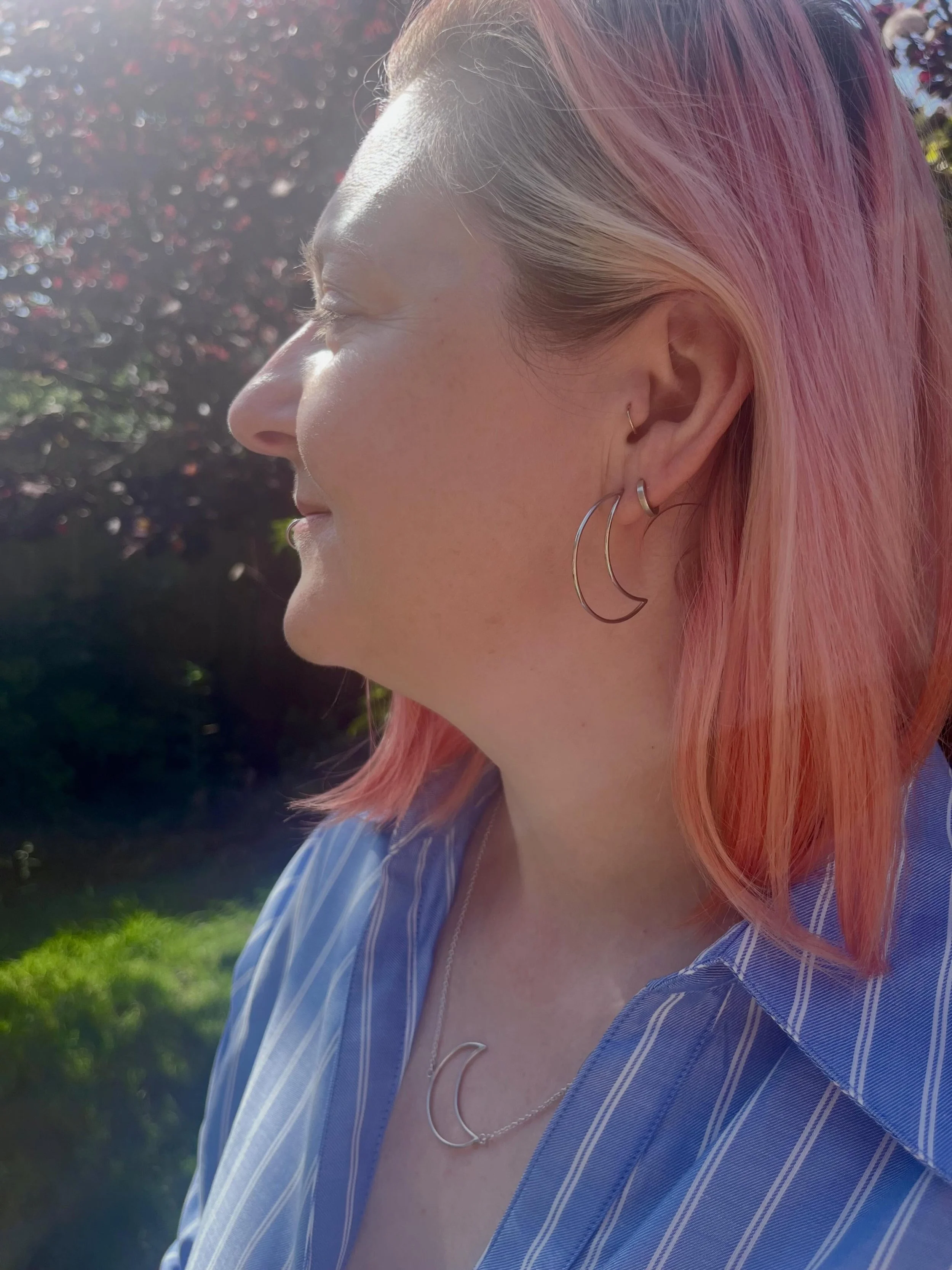 The CRESCENT hoops and necklace are making their way to shops very soon.