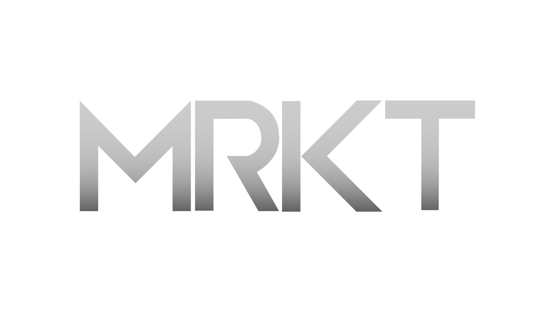 Stylized logo with the letters MRK in metallic silver and gray on a black background.