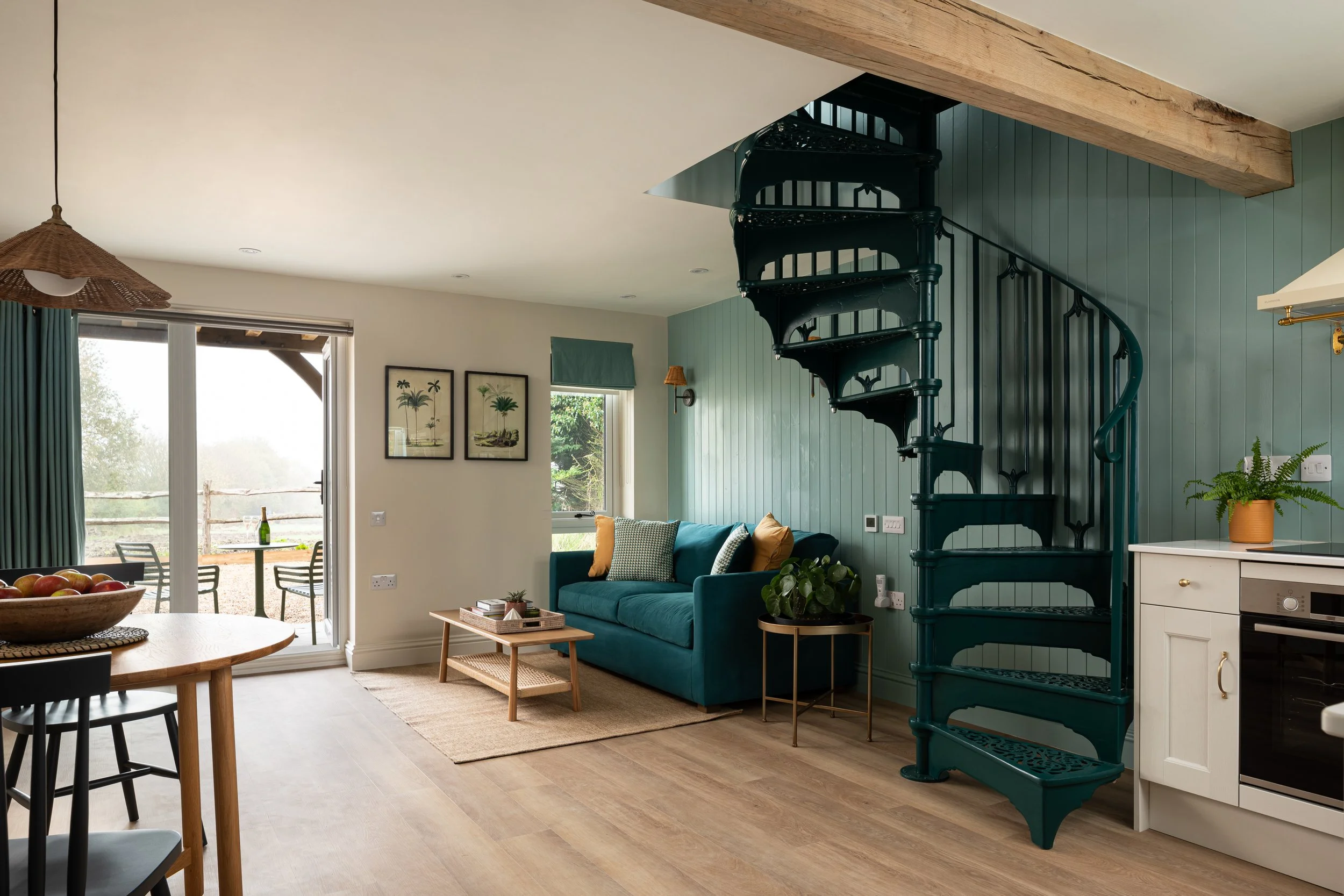 modern boutique vineyard stay accommodation UK England roll fire fireplace 