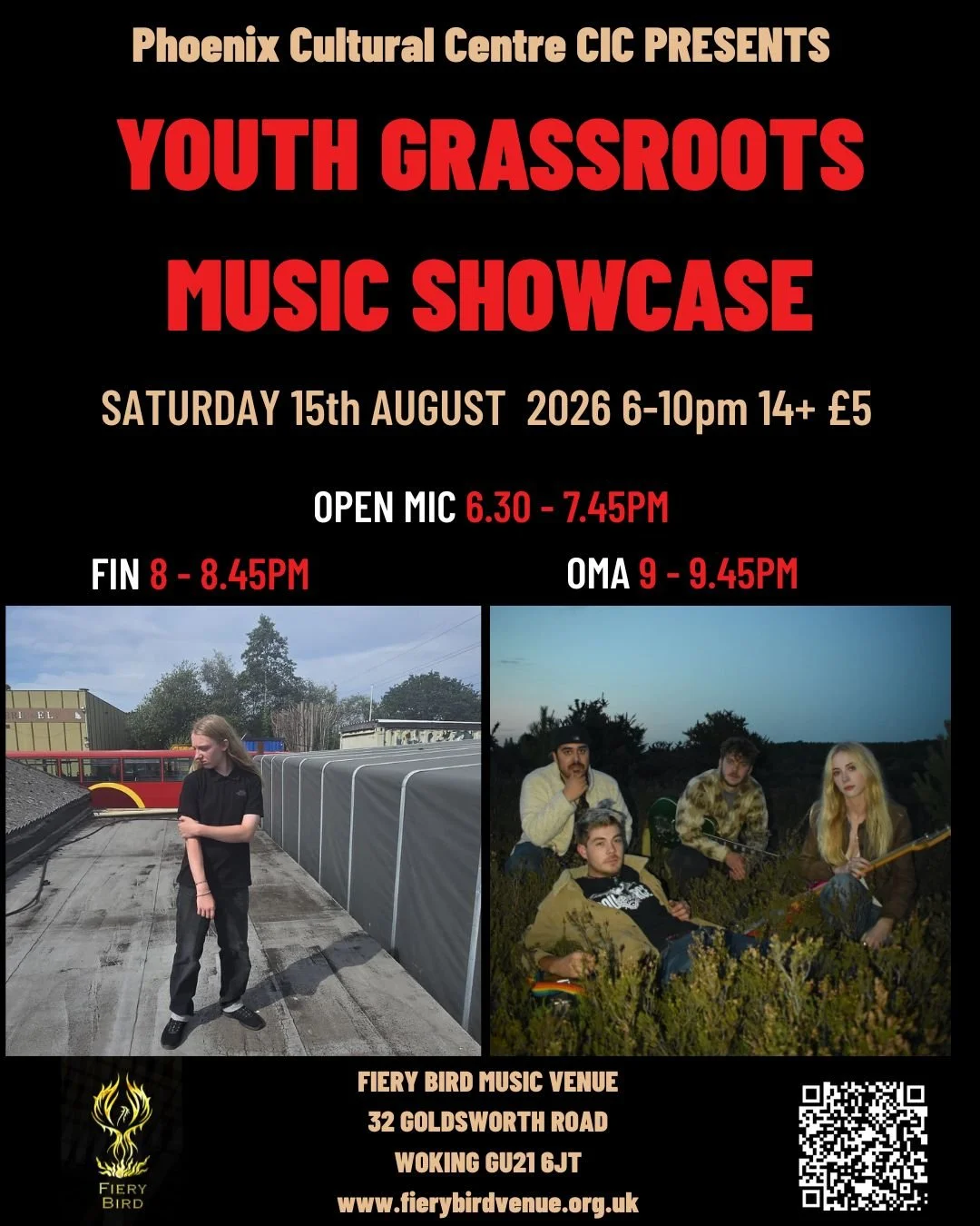 Youth Grassroots Music Showcase Launches at Fiery Bird Woking 15 August 2026