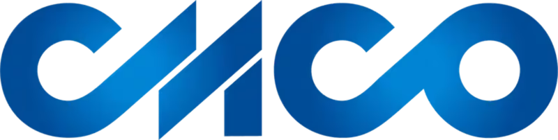 Yhtiön logo, jossa siniset ja vihreä elementit.