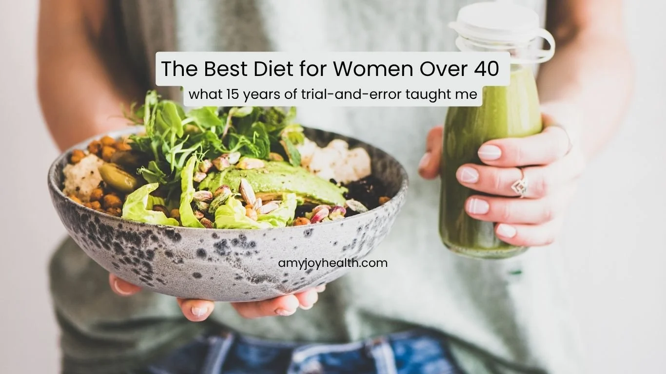 Woman holding vegan plant-forward harvest salad bowl and green smoothie
