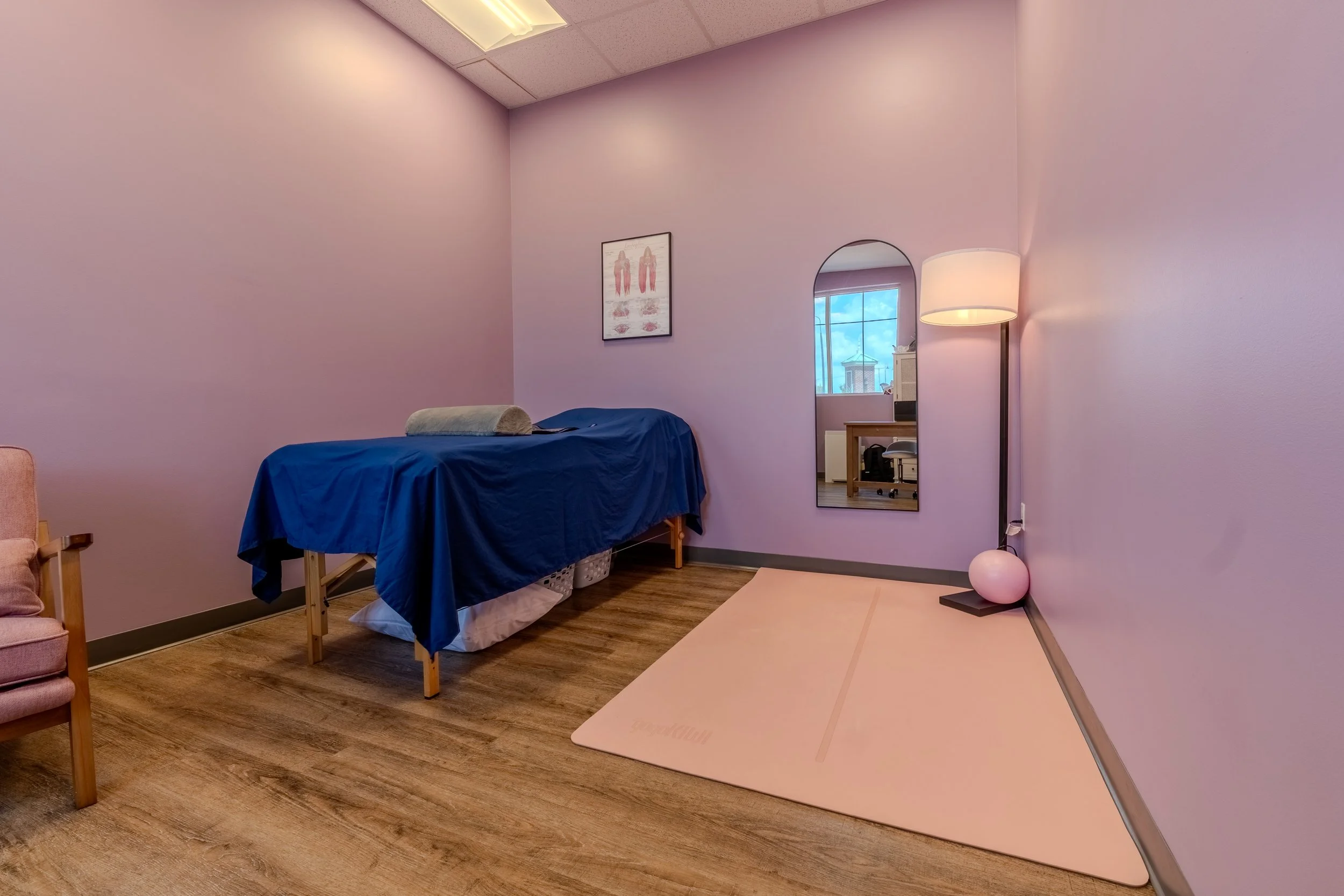 Private, non-toxic treatment room for pelvic floor physical therapy sessions in Columbiana County.
