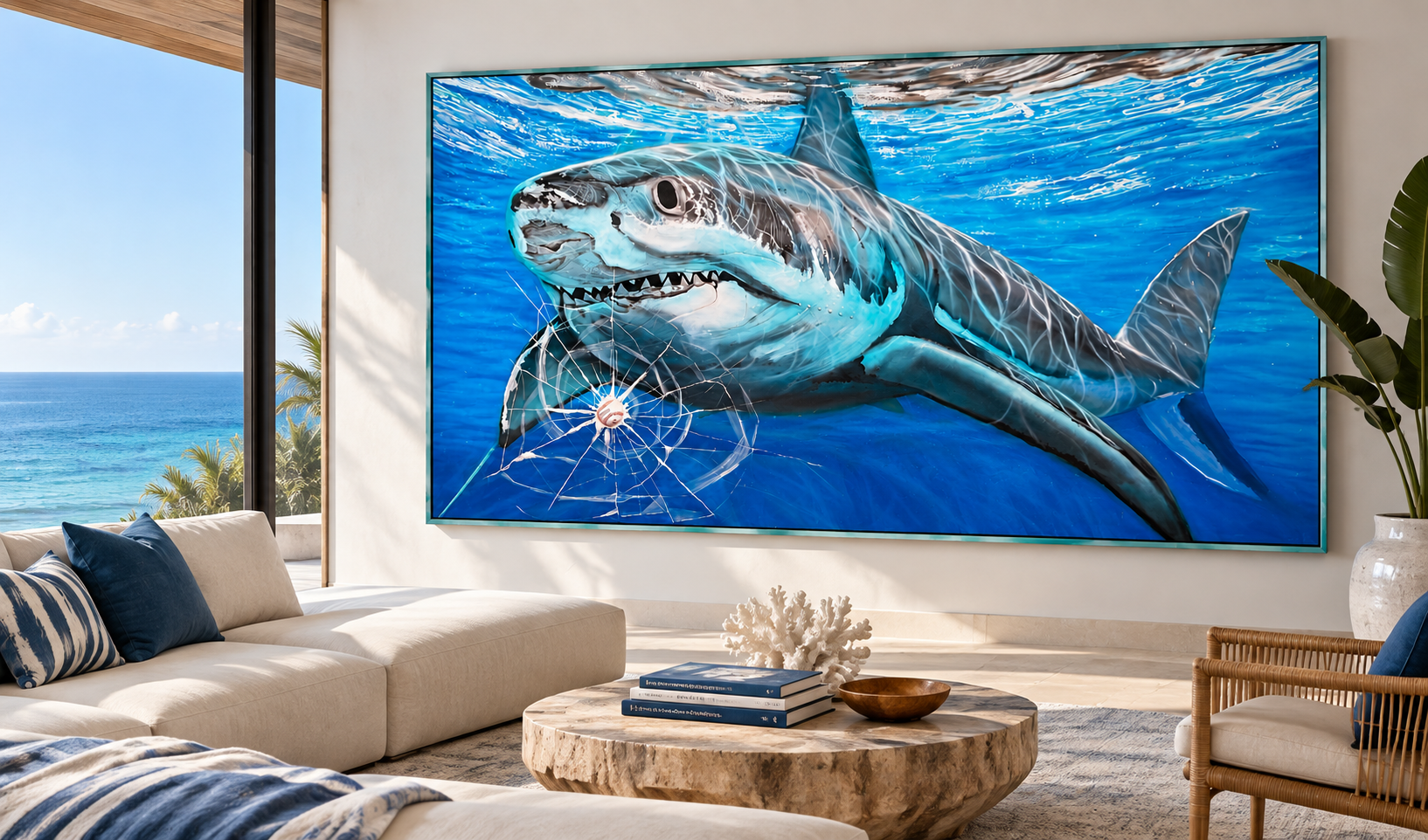 No Limit Shark Original Painting 98x65 in