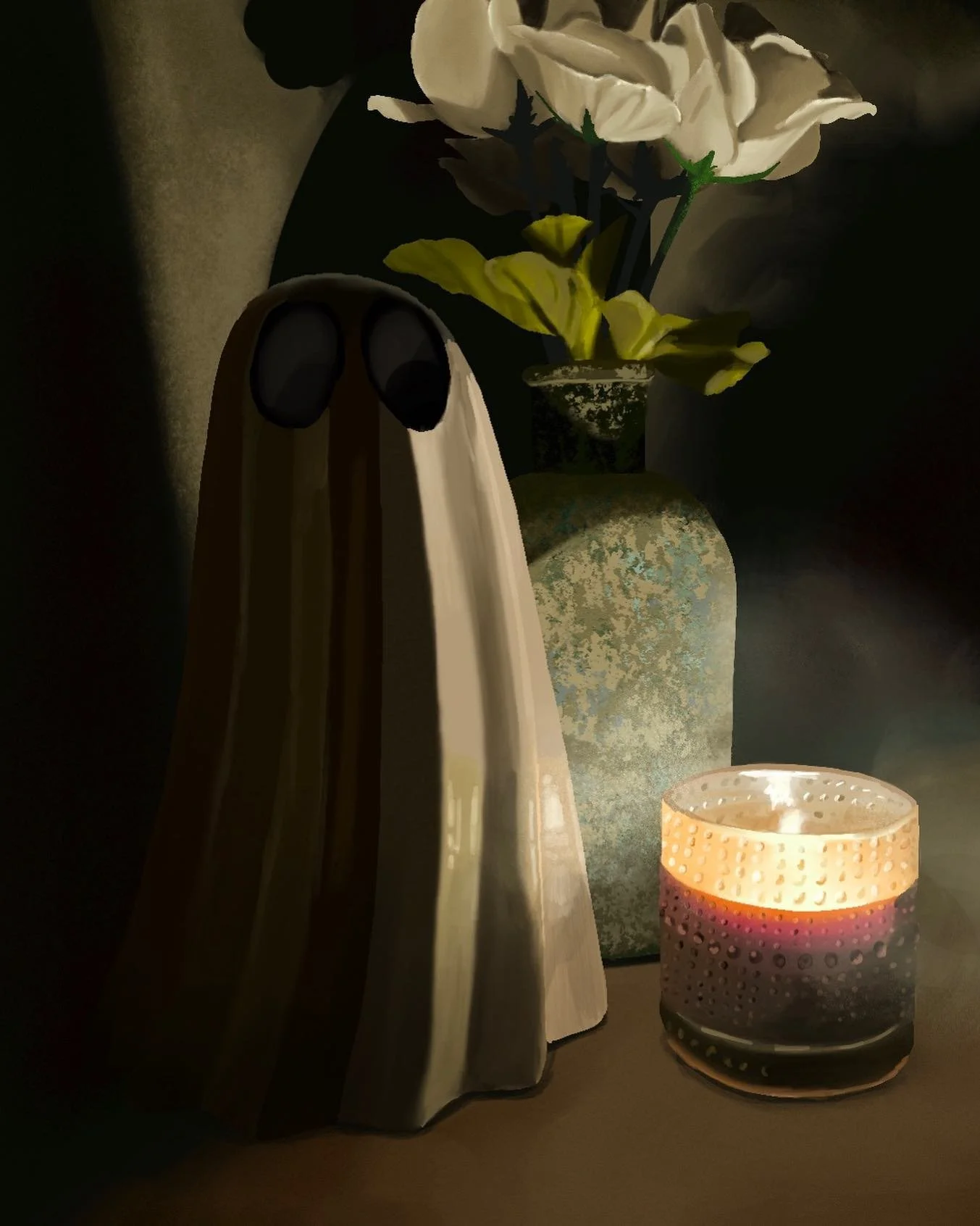 digital still life painting but make it ~spooky~