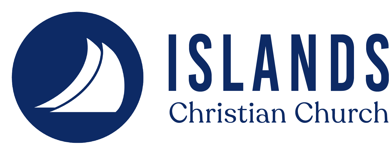 Logo for Islands Christian Church featuring a sailboat inside a blue circle with the church's name beside it.
