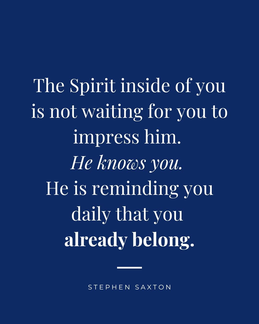 There&rsquo;s a difference between striving and remembering.

Striving says, &ldquo;Do better so God will stay.&rdquo;
The gospel says, &ldquo;You are His.&rdquo;

The Spirit inside you isn&rsquo;t measuring you.
He&rsquo;s reminding you that you bel