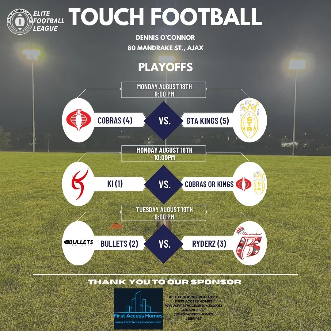 Playoffs for Touch season will begin August 18th!