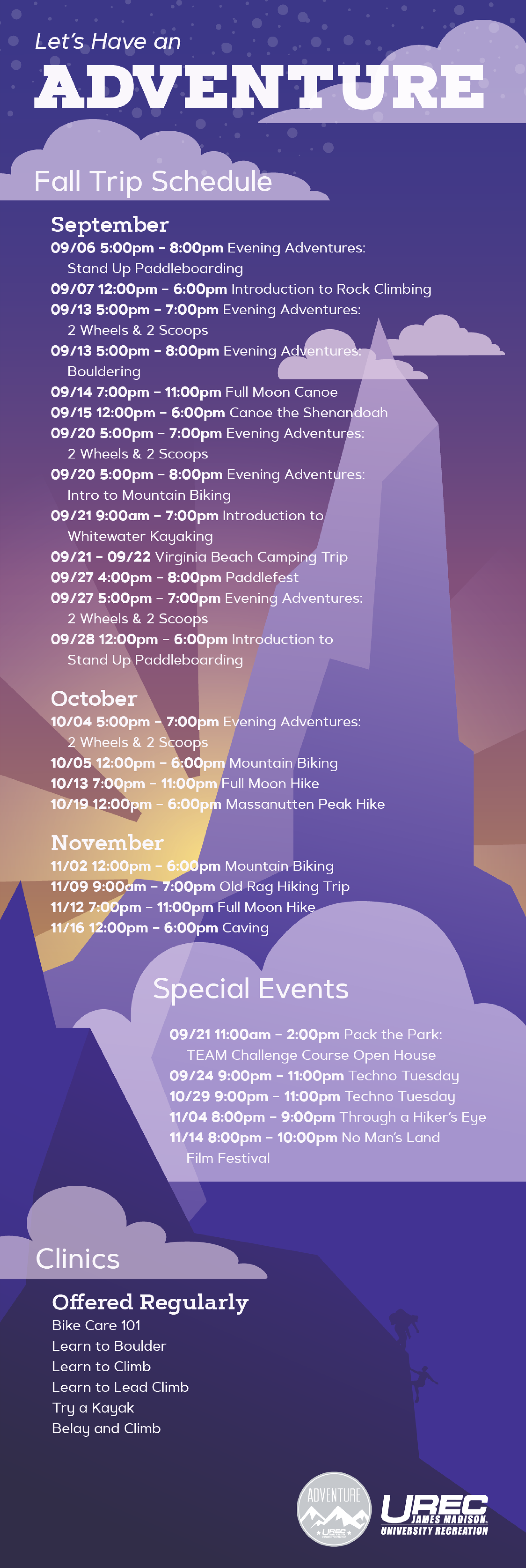Poster Design for UREC's Adventure Center