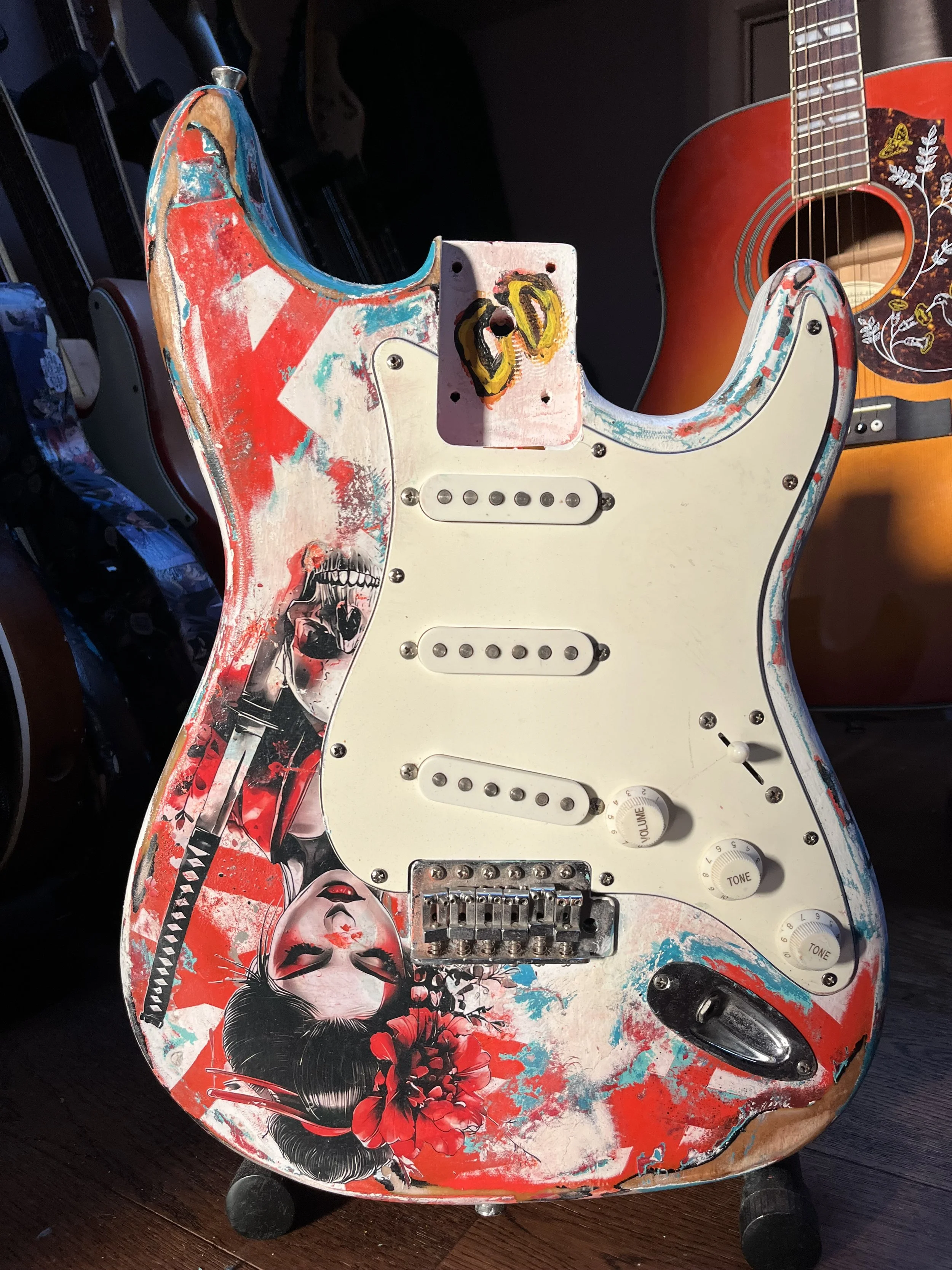 Stunning Custom Stratocaster Body – Unique Onna-Musha Artwork