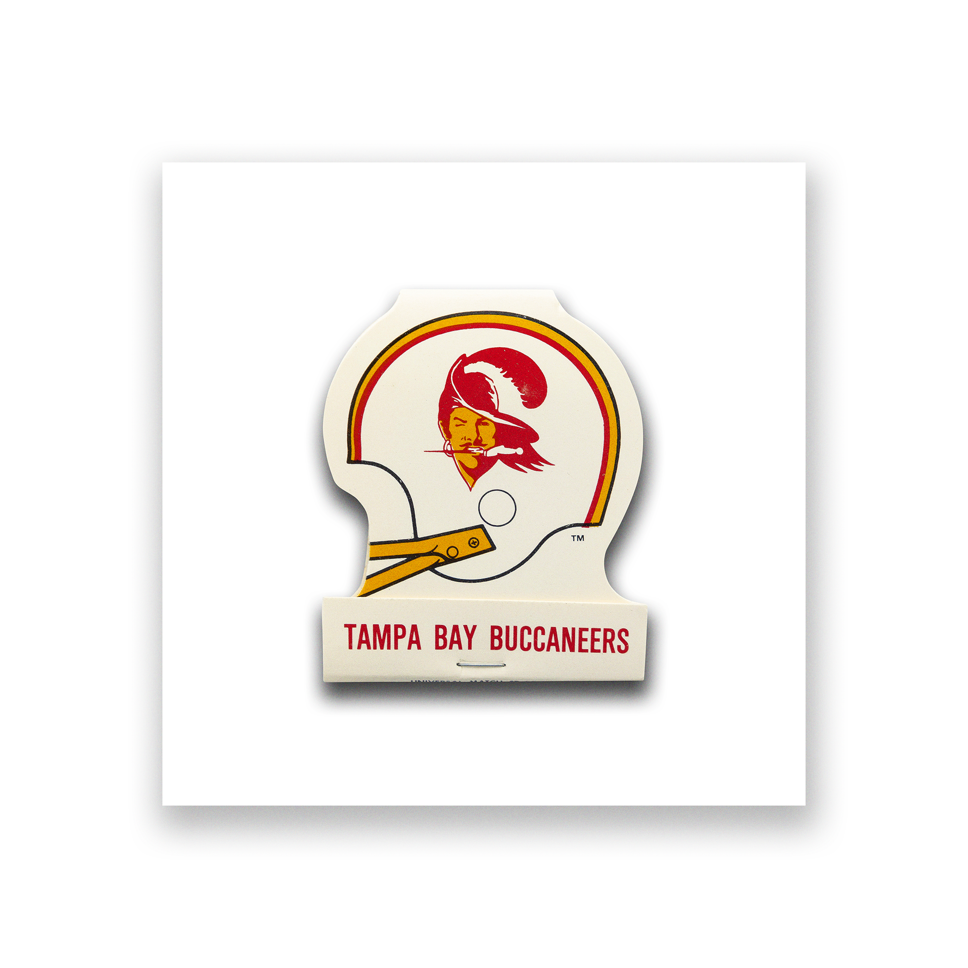 Vintage sports matchbook art print inspired by Tampa Bay Buccaneers football, framed wall art