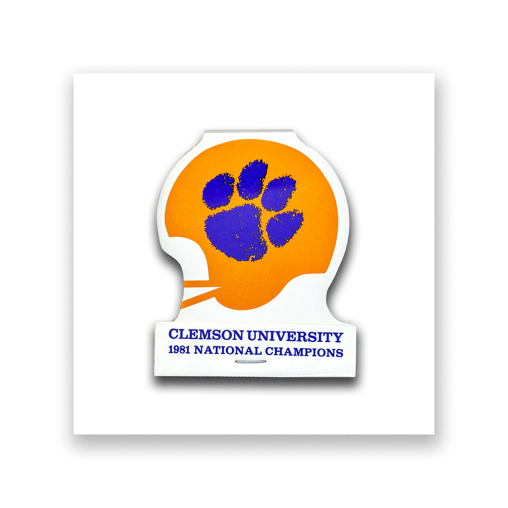 Vintage sports matchbook art print inspired by Clemson University, framed wall art