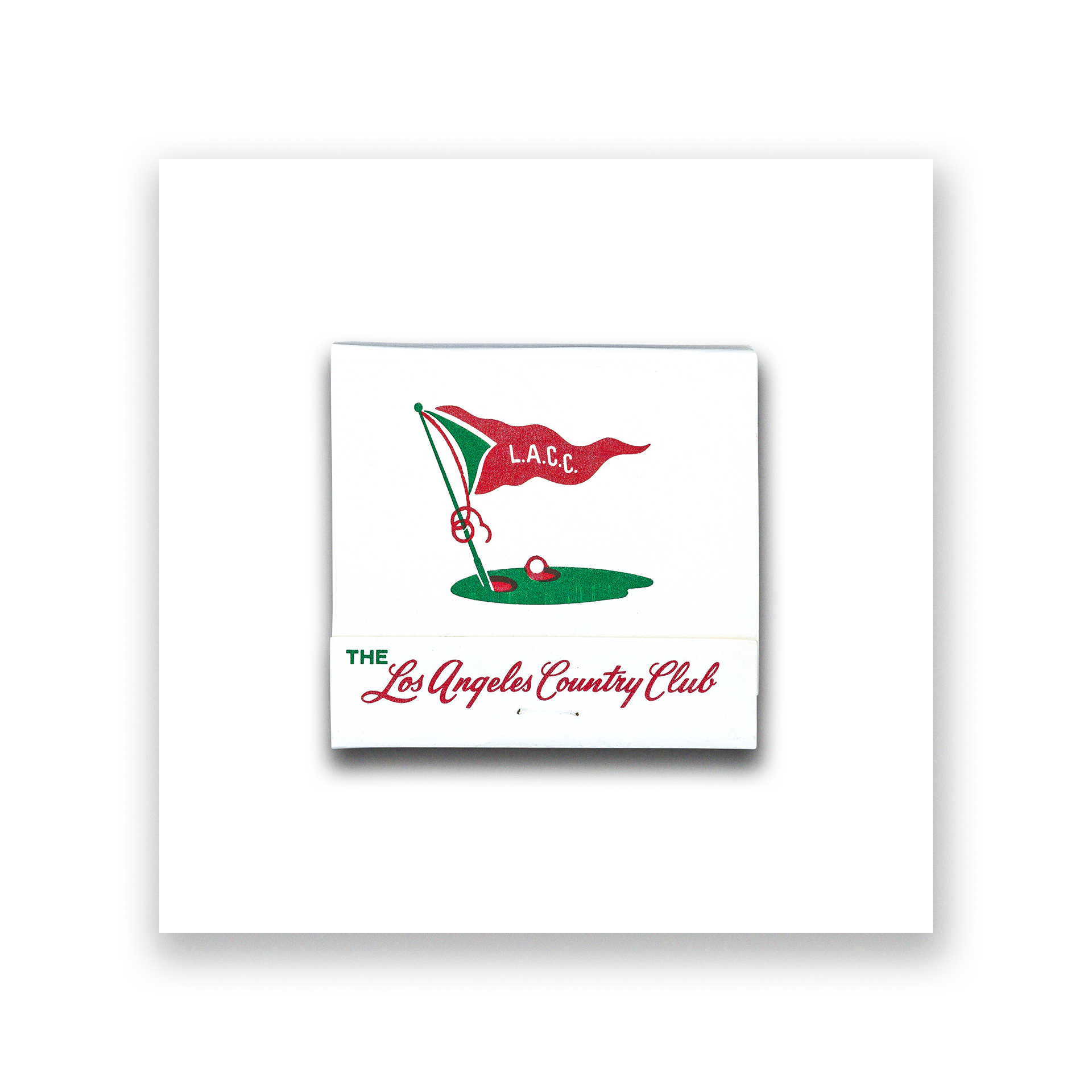 Vintage golf matchbook art print inspired by Los Angeles Country Club, framed wall art