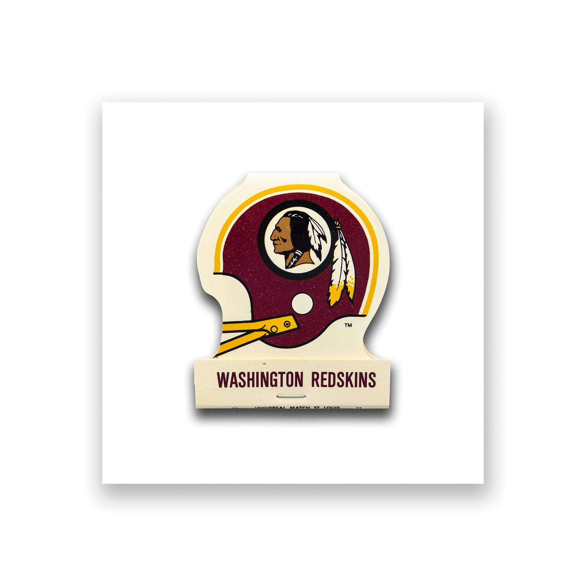 Vintage sports matchbook art print inspired by Washington Redskins  football, framed wall art