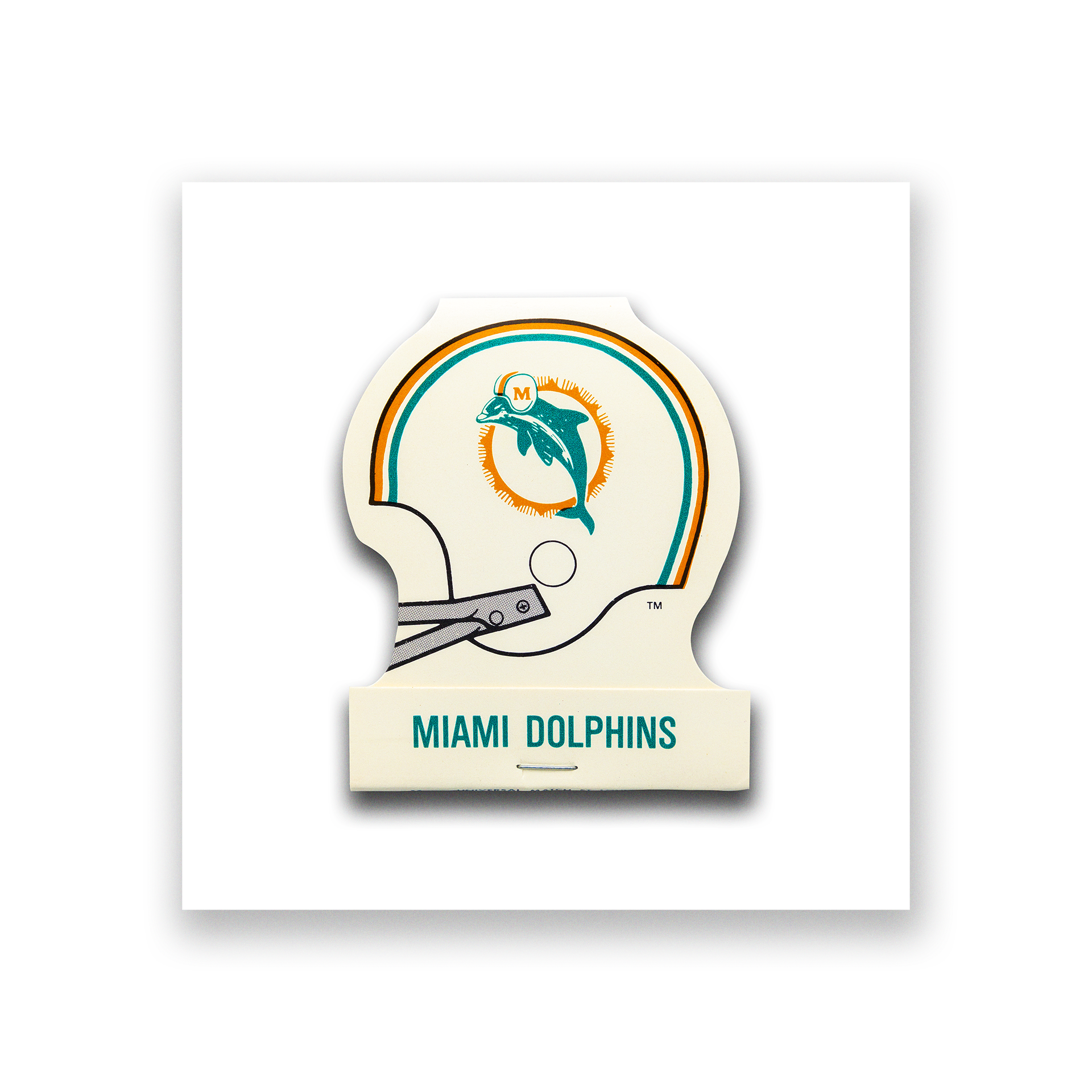 Vintage sports matchbook art print inspired by Miami Dolphins, framed wall art