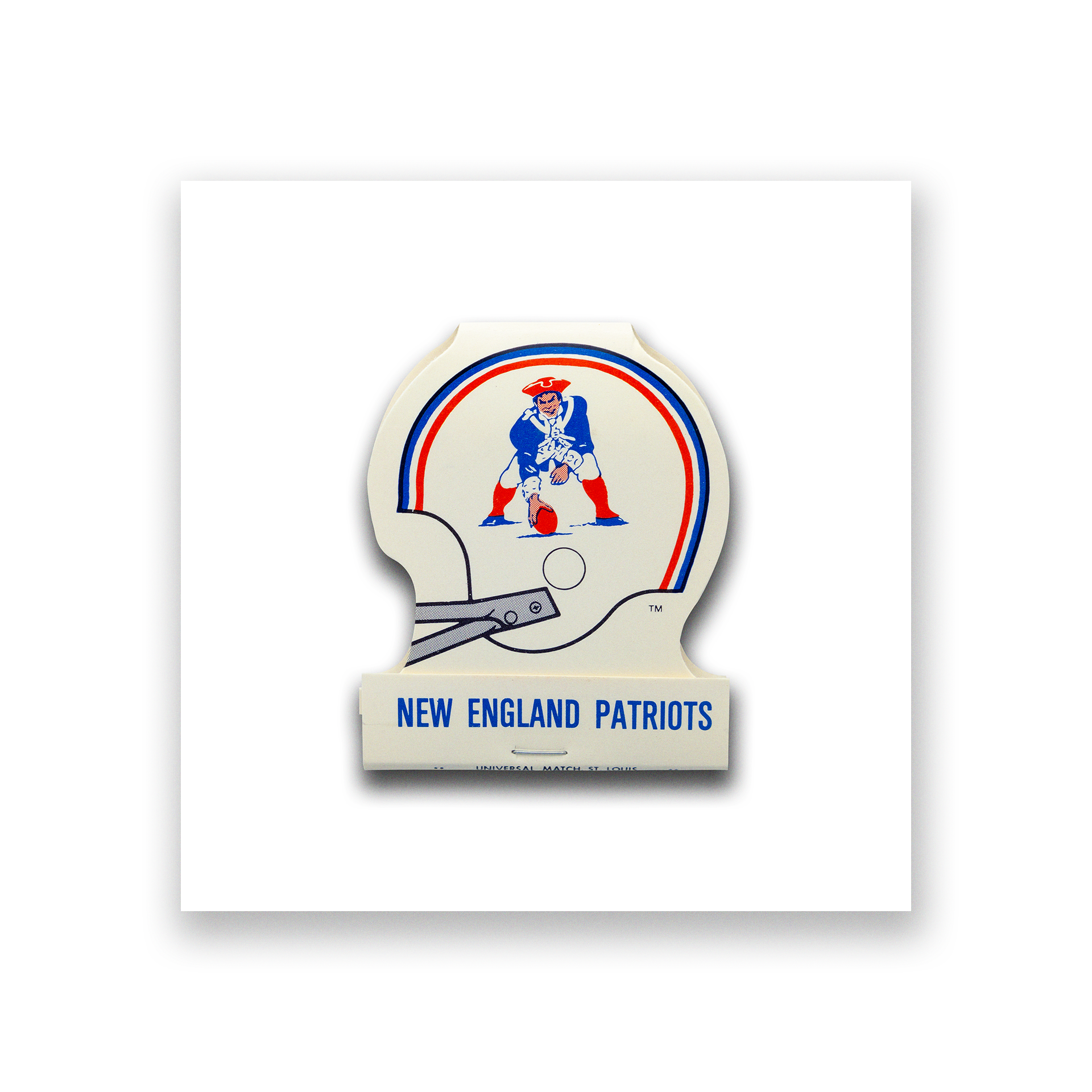 Vintage sports matchbook art print inspired by New England Patriots, framed wall art